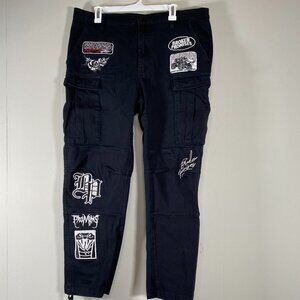 Broken Promises Rough Patch Cargo Pants Men's 36 Black Casual